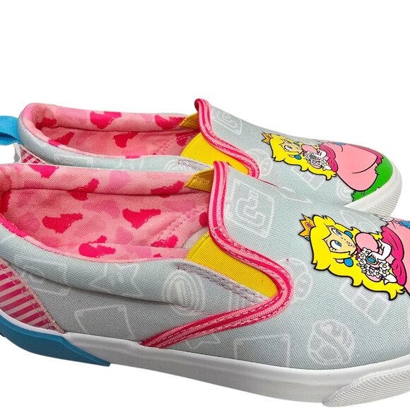 Super Mario Princess Peach Sneakers Slip-On Twin Gore Big & Little Girls 3D Logo - Picture 5 of 8